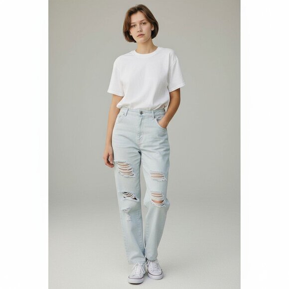 FRAME Le Garçon Mid-Rise Straight Fit Distresse – Size 24 (Light Wash / Casual) - Picture 1 of 7